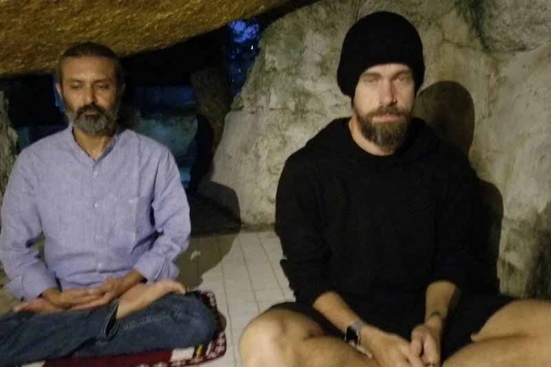 Jack Dorsey sitting in a cave.