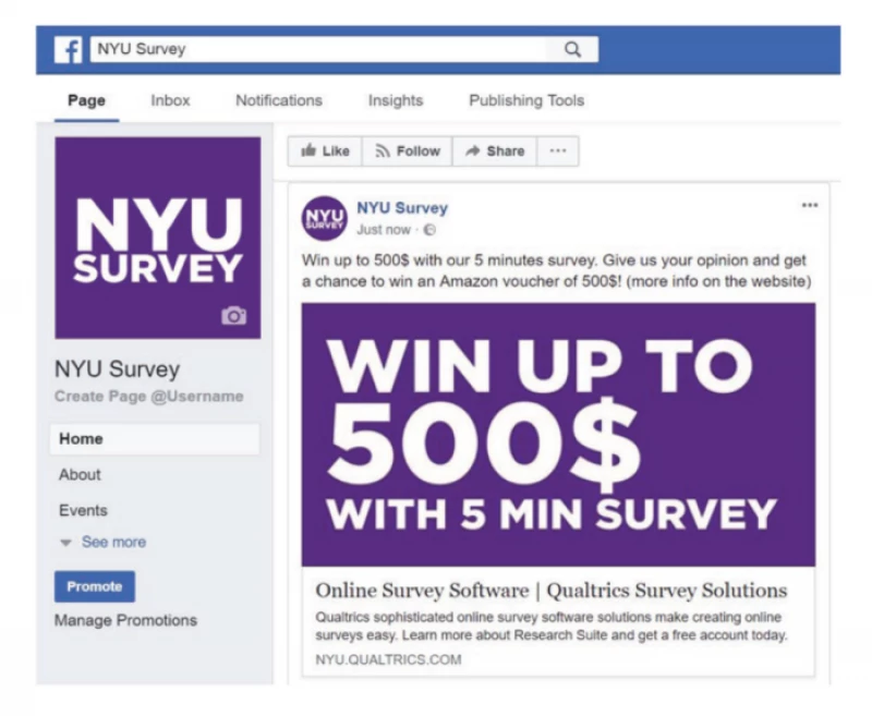 The researchers recruited survey participants through a Facebook advertising campaign designed to attract people prone to clicking on eye-catching ads.