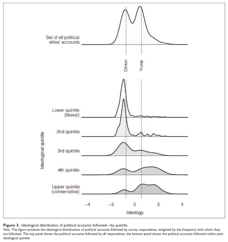 Chart showing the ideological distribution of political accounts followed.