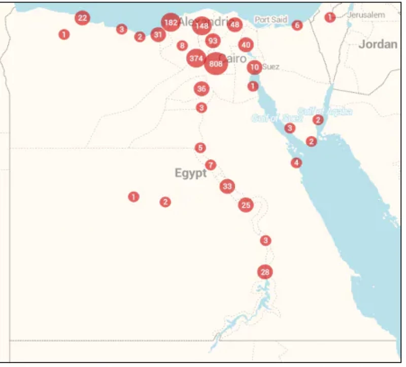 Geolocated Tweets Sent from Egypt June-December 2015.